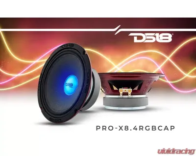 DS18 PRO-X 8" Mid-Range Loudspeaker with RGB Light Dust Cap 275 Watts Rms 4-Ohm - PRO-X8.4RGBCAP