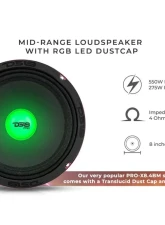 DS18 PRO-X 8" Mid-Range Loudspeaker with RGB Light Dust Cap 275 Watts Rms 4-Ohm                                     - PRO-X8.4RGBCAP - Image 7