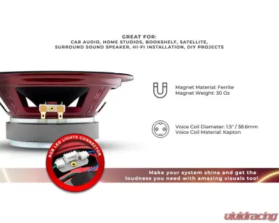 DS18 PRO-X 8" Mid-Range Loudspeaker with RGB Light Dust Cap 275 Watts Rms 4-Ohm - PRO-X8.4RGBCAP