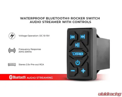 DS18 Marine And Powersports Waterproof Rocker Switch Bluetooth Audio Receiver With Controls - RKS-BT