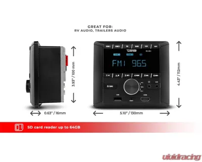 DS18 RV and Trailers Headunit 2.75" LCD screen , 2 Zones, 4 volts Output,HDMI, BT, RDS 4 X 50 Watts - RV.R1