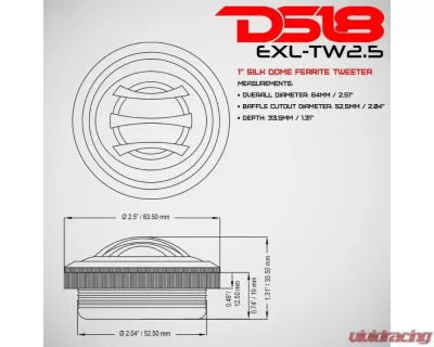 DS18 100 Watts 1" VC Aluminum Silk Dome Tweeter - TW2.5
