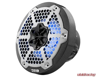 DS18 Black Carbon Fiber 125 Watts RMS 4-Ohm NXL 6.5" 2-Way Coaxial Marine Speaker w/ LED RGB Lights - CF-65M