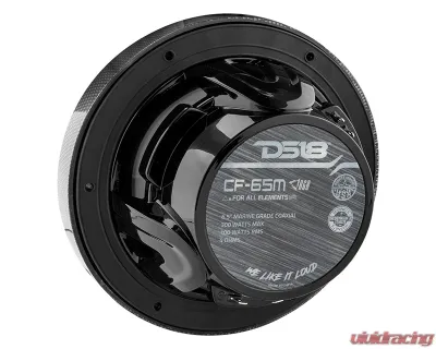 DS18 Black Carbon Fiber 125 Watts RMS 4-Ohm NXL 6.5" 2-Way Coaxial Marine Speaker w/ LED RGB Lights - CF-65M