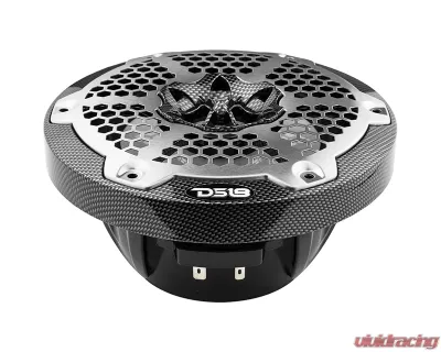 DS18 Black Carbon Fiber 125 Watts RMS 4-Ohm NXL 6.5" 2-Way Coaxial Marine Speaker w/ LED RGB Lights - CF-65M
