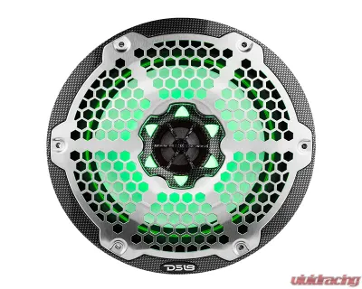 DS18 Black Carbon Fiber 125 Watts RMS 4-Ohm NXL 8" 2-Way Coaxial Marine Speaker w/ LED RGB Lights - CF-8M