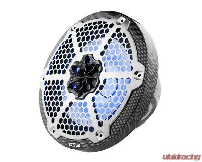 DS18 Black Carbon Fiber 125 Watts RMS 4-Ohm NXL 8" 2-Way Coaxial Marine Speaker w/ LED RGB Lights - CF-8M