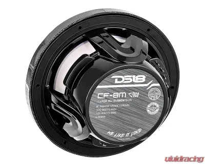 DS18 Black Carbon Fiber 125 Watts RMS 4-Ohm NXL 8" 2-Way Coaxial Marine Speaker w/ LED RGB Lights - CF-8M
