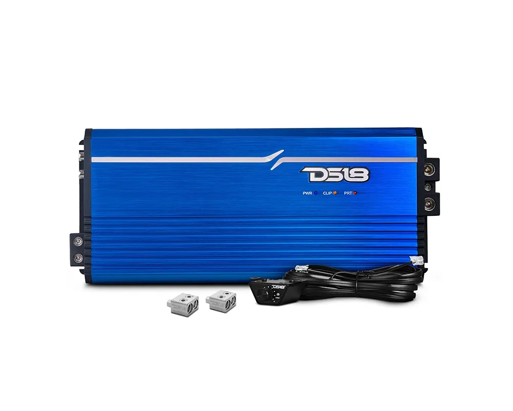 DS18 Blue 5000 Watts RMS 1-Ohm FRP Compact Full-Range Class D 1-Channel Amplifier - FRP-5K/BL