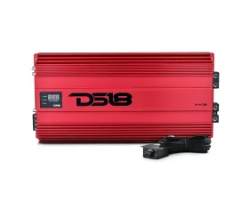 DS18 Red 8000 Watts RMS 1-Ohm Hooligan KO 1-Channel Amplifier w/ Voltmeter