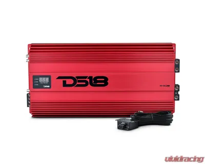 DS18 Red 8000 Watts RMS 1-Ohm Hooligan KO 1-Channel Amplifier w/ Voltmeter - H-KO8/RD
