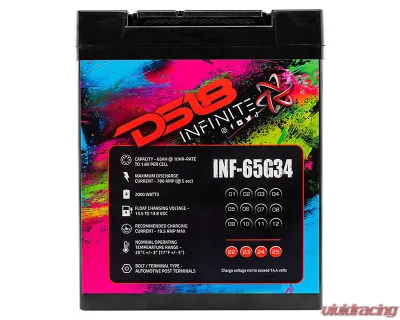DS18 INFINITE 65 AH 2000 Watts AGM Group 34 Power Cell 12 Volt Battery - INF-65G34AH