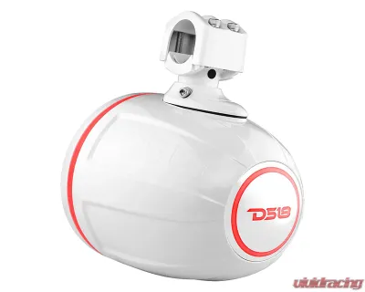 DS18 500 Watts White NXL 8" Compact Wakeboard Tower Speakers w/ Hybrid Mid-Range / Compression Driver Loudspeaker / RGB LED Lights & Speaker Cover - NXL-X8PRO/WH