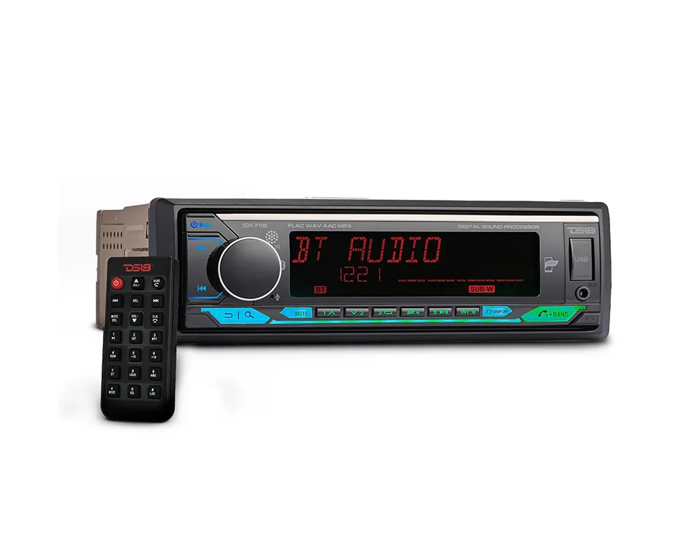 DS18 Aux Input USB Mechless AM/FM Radio Receiver 3V + 3.5V Subwoofer Digital Media Receiver Single Din DSP APP Bluetooth Audio and Calling Head Unit - SDX-P100