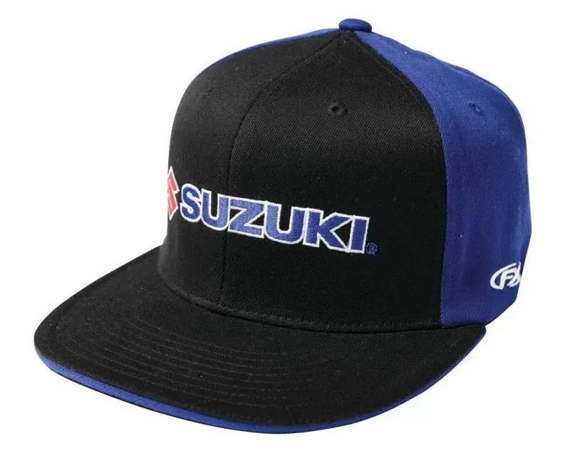 Factory Effex Black/Blue Large-XL Suzuki Flex-Fit Hat - 15-88452