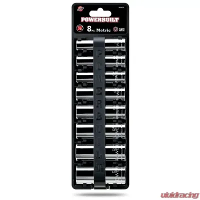 PowerBuilt 8-Piece 1/2-Inch Drive Metric 6-Point Deep Socket Set - 640055