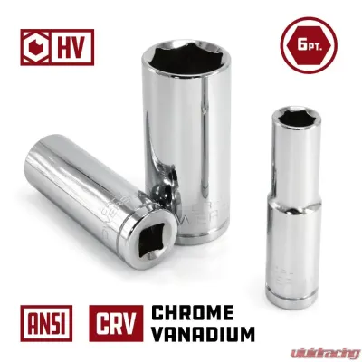 PowerBuilt 8-Piece 1/2-Inch Drive SAE 6-Point Deep Socket Set - 640056