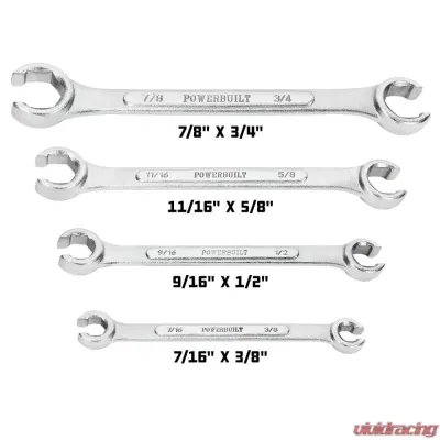 PowerBuilt 4-Piece SAE Flare Nut Wrench Set - 640185