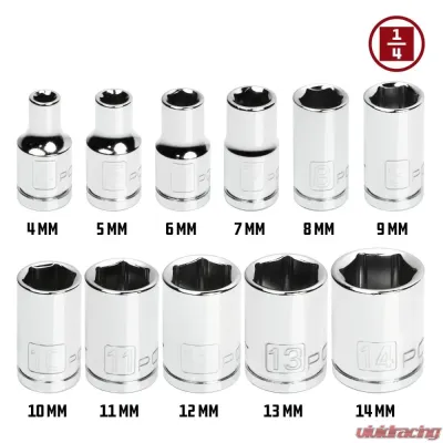 PowerBuilt 11-Piece 1/4-Inch Drive Metric 6-Point Socket Set - 640498
