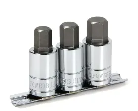 PowerBuilt 3-Piece 1/2-Inch Drive Metric Hex Bit Socket Set