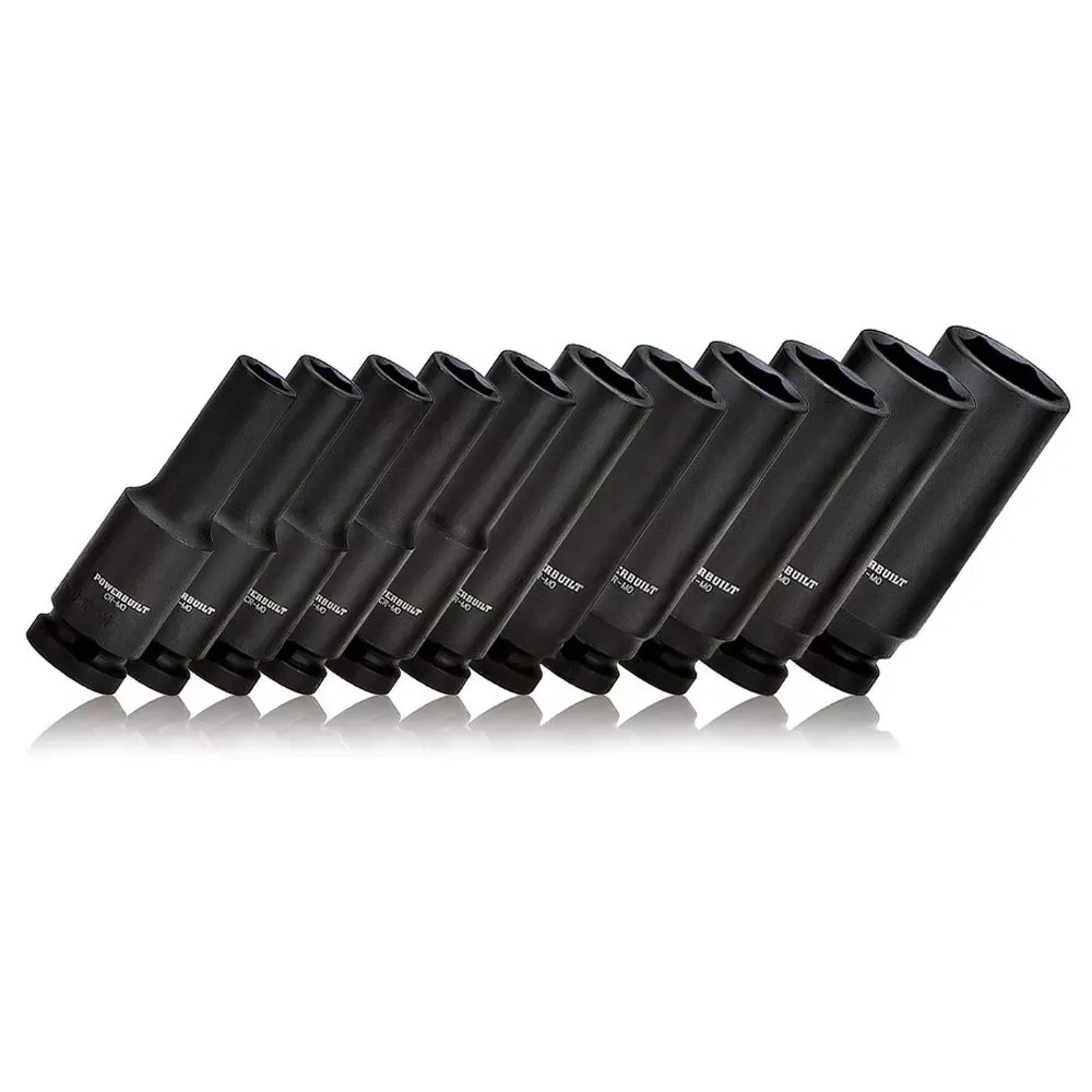 PowerBuilt 11-Piece 1/-Inch Dr. Metric Deep Impact Socket Set - 647048