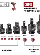 PowerBuilt 7-Piece Impact Universal Joint And Adapter Set                                     - 647095 - Image 2