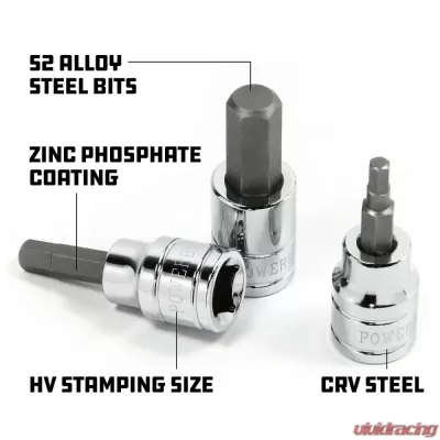 PowerBuilt 7-Piece 3/8-Inch Drive Metric Hex Bit Socket Set - 648663