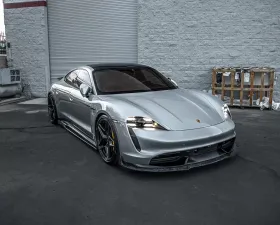 VR Aero Forged Carbon Fiber Front Lip Spoiler Porsche Taycan Turbo | Turbo S