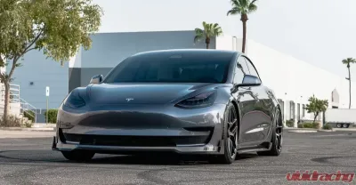 VR Aero Gloss Carbon Fiber Front Lip Spoiler Tesla Model 3 - VR-TSLM3-600
