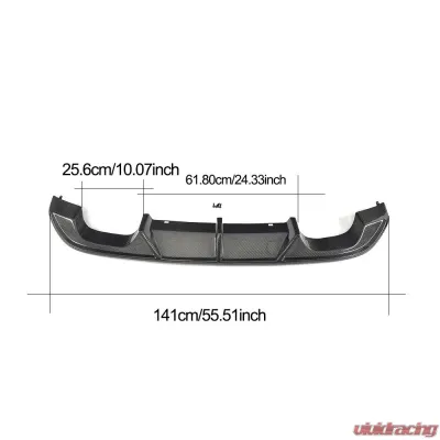 VR Aero Carbon Fiber Rear Diffuser Volkswagen Golf 7 VII MK7 R R-Line 2014-2017 - VR-MK7R-610