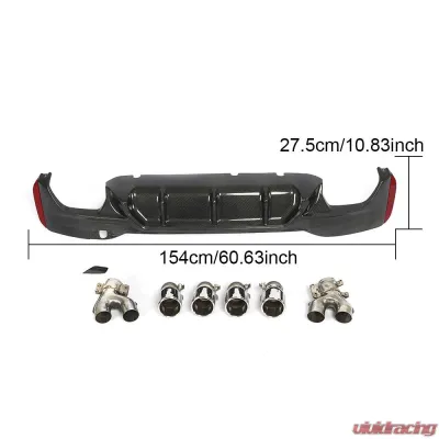 VR Aero Carbon Fiber Rear Diffuser for M Package BMW 5 Series G30 M Sport Sedan 2017-2020 - VR-G30G540-610