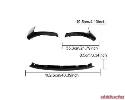 VR Aero Carbon Fiber Front Lip Spoiler 3pc Set BMW M2 G87 - VR-G87M2-DCF-600