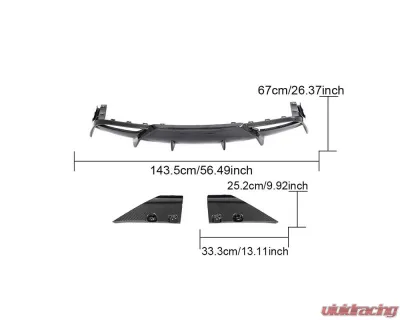 VR Aero Carbon Fiber 3pc Rear Diifuser Tesla Model 3 - VR-TSLA3-624