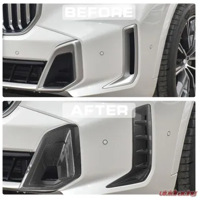 VR Aero Carbon Fiber Front Bumper Air Vent Fins Cover Trim BMW X5 2023-2025 - VR-KF1689