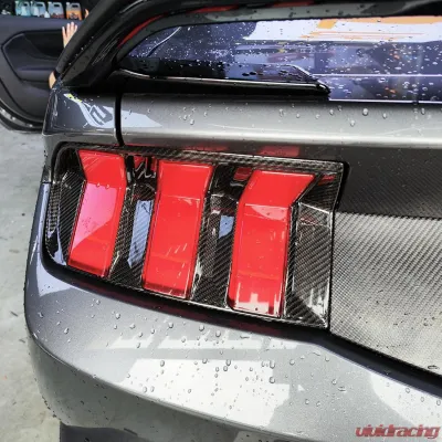 VR Aero Carbon Fiber Rear Bumper Lamp Cover Ford Mustang S650 Dark Horse - VR-KF1693
