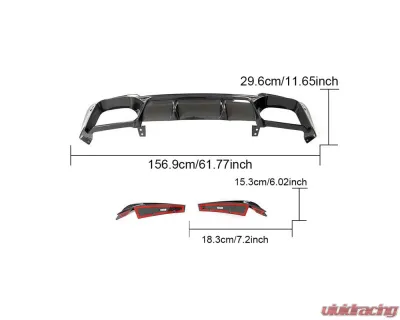 VR Aero Carbon Fiber 3pc Rear Diffuser BMW X3M F97 - VR-X3MF97-610