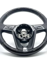 Bentley GT Speed | Bentayga 3 Spoke OEM Upgraded Customized Steering Wheel Carbon Silver Stitch Perf Grips                                     - VR-SW-149 - Image 3