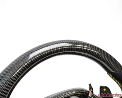 BMW M8 | M850i OEM Upgraded Steering Wheel Carbon Fiber, Alcantara, Yellow Stitching - VR-BMW-M850-STRWHL-YALC