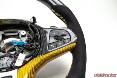 BMW M8 | M850i OEM Upgraded Steering Wheel Carbon Fiber, Alcantara, Yellow Stitching - VR-BMW-M850-STRWHL-YALC