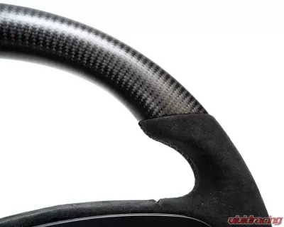 Tesla Model S Plaid | Model X Plaid OEM Yoke Delete Upgraded Steering Wheel Carbon Fiber Alcantara Grips - VR-TESLA-PLY-STRWHL-MALC