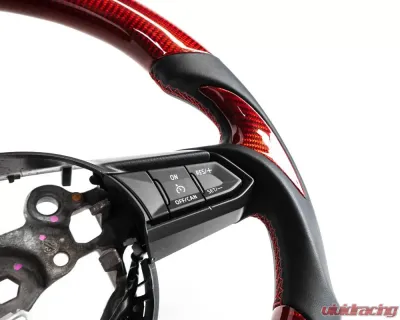 Mazda 3 | 6 | CX-3 | CX-5 | CX-9 OEM Upgraded Steering Wheel 2017-2021 Red Carbon Fiber Smooth Leather Grips - VR-MAZ-35-1719-STR-WHL-RDCARB