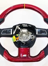 Audi S5 OEM Upgraded Steering Wheel Red Carbon Smooth Leather Grips                                     - VR-AUDI-0511-3SPK-STRWHL-RDCF - Image 3