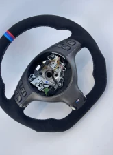 BMW M3 E46 6spd Manual OEM Upgraded Steering Wheel Alcantara M Stripe and Stitch                                     - VR-BMW-M3-E46-STRWHL-ALC - Image 3