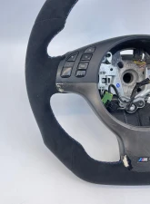 BMW M3 E46 6spd Manual OEM Upgraded Steering Wheel Alcantara M Stripe and Stitch                                     - VR-BMW-M3-E46-STRWHL-ALC - Image 4