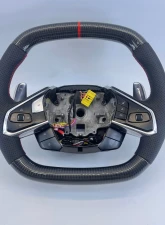 Corvette C8 OEM Upgraded Steering Wheel Gloss Carbon Preforated Grips Red Stripe                                     - VR-C8-STRWHL-GCF-RD - Image 8