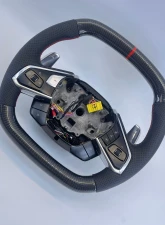 Corvette C8 OEM Upgraded Steering Wheel Gloss Carbon Preforated Grips Red Stripe                                     - VR-C8-STRWHL-GCF-RD - Image 3