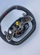 Corvette C8 OEM Upgraded Steering Wheel Gloss Carbon Preforated Grips Red Stripe                                     - VR-C8-STRWHL-GCF-RD - Image 6