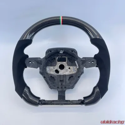 Lamborghini Urus OEM Upgraded Carbon Fiber Alcantara Italy Stripe Steering Wheel - VR-LAMB-URUS-STRWHL-IT