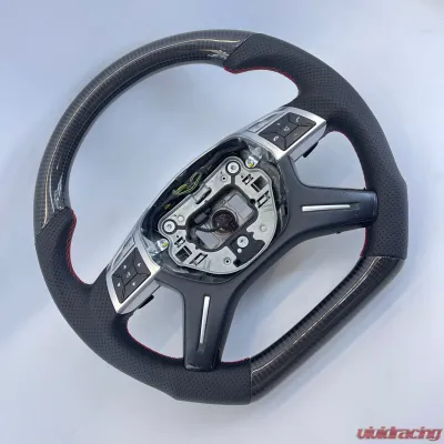 Mercedes G63 W463 OEM Upgraded Steering Wheel Gloss Carbon Red Stitching - VR-G63-STRWHL-GCF