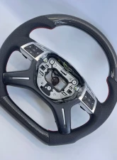 Mercedes G63 W463 OEM Upgraded Steering Wheel Gloss Carbon Red Stitching                                     - VR-G63-STRWHL-GCF - Image 4